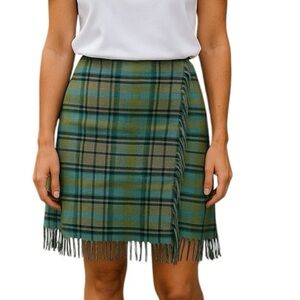 J. Jill Wool Blend Plaid Petite Skirt Green